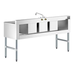 Heavybao 3 Bowl Stainless Steel Under Bar Sink With Faucet And 2 Drainboards Essential Kitchen Machine