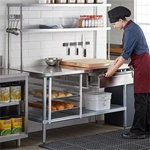 304 Stainless Steel Commercial Kitchen Work Table With Undershelf Overshelf Drawers Pot Rack Bun Pan Rack