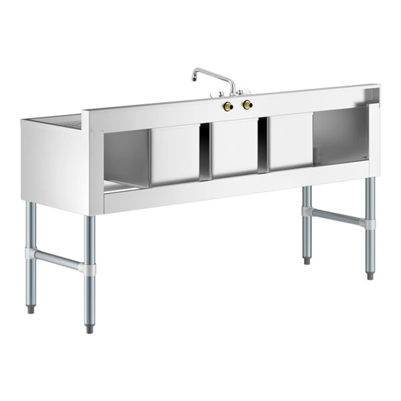 Heavybao 3 Bowl Stainless Steel Under Bar Sink With Faucet And 2 Drainboards Essential Kitchen Machine