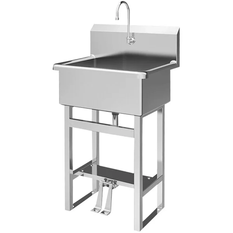 31x20 Floor-mounted Hands-free Scrub Sink With 1 Double Foot-operated 0.5 Gpm Faucet Kitchen Machine Essentials