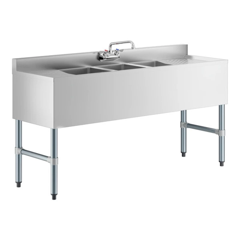 Heavybao 3 Bowl Stainless Steel Under Bar Sink With Faucet And 2 Drainboards Essential Kitchen Machine