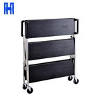 Heavebao Commercial Grade Cart Wire Rolling Cart with Handle Bar Steel Service Cart with Utility Shelf Food Storage Trolley