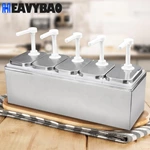 Heavybao Kitchen Condiment Pump Station Sauce Squeezer Bottle Stainless Steel Sauce Pump Dispenser