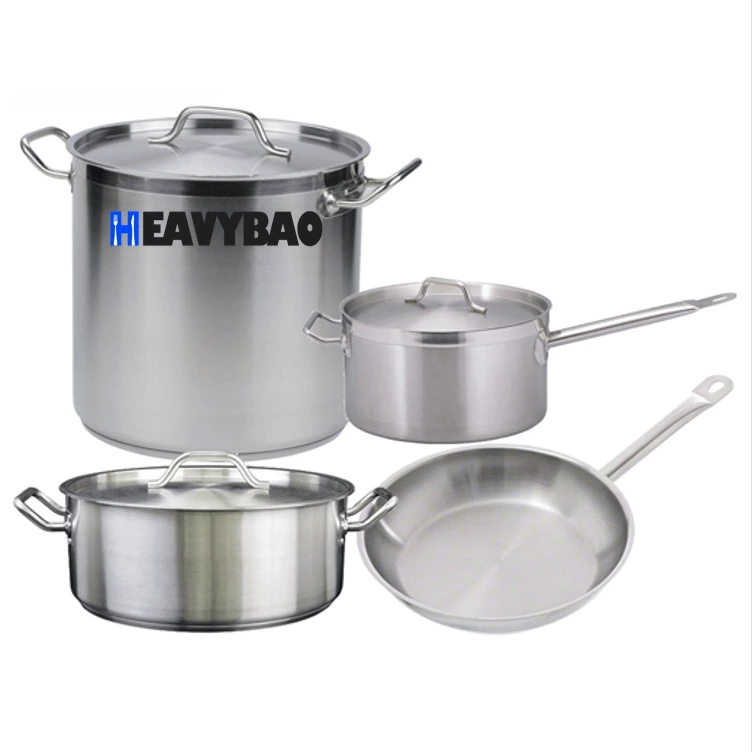 Heavybao High Quality Kitchenware  Stainless Steel Stock Pot Soup Pots Aluminium Cooking Hot Pot Set