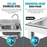 Free Standing Stainless Steel Sink Outdoor Sink with Hot cold Hoses for Garden Garage Utility Sink  Commercial Restaurant