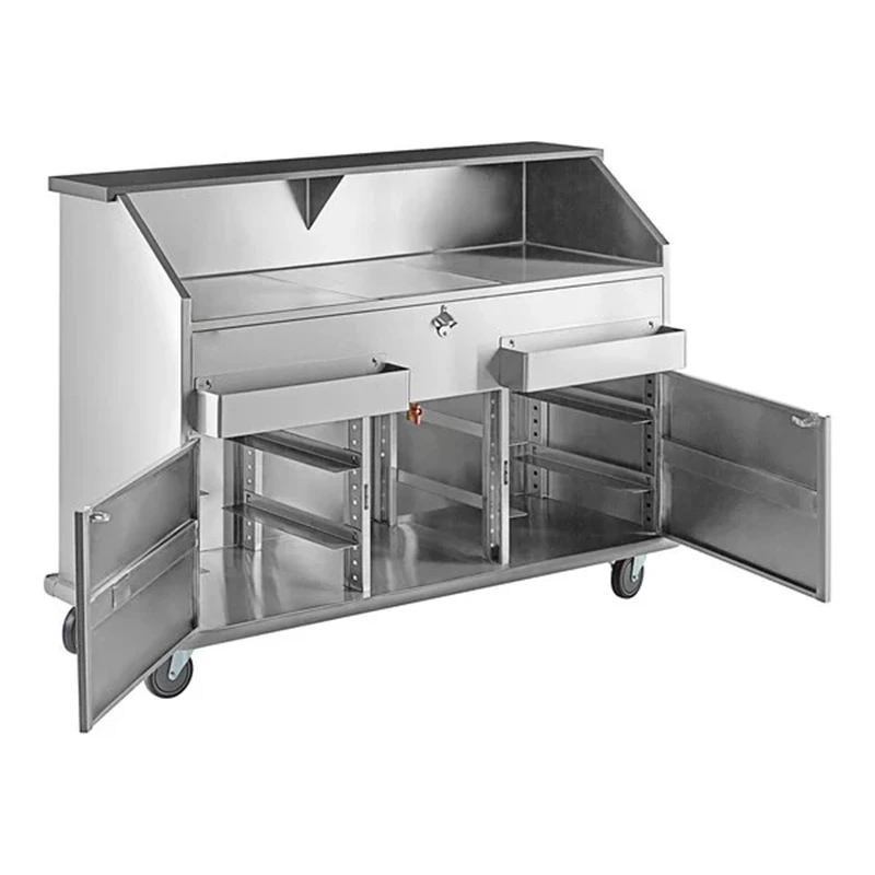 Portable Stainless Steel Bar With Standard Ice Bin And Two Removable Speed Rails Includes Removable Ice Bin Cover