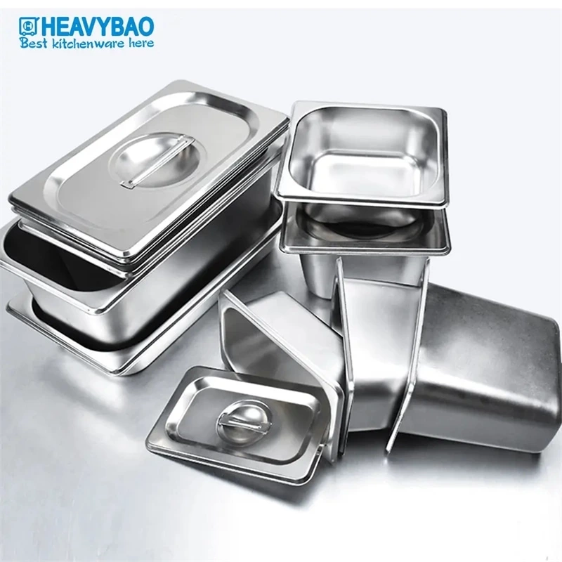 Heavybao Us Style Stainless Steel Gn Pan  Restaurant Cafe Hotel Kitchenware  Gastronorm Container Food Pan Catering