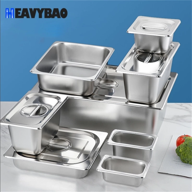 Heavybao Us Style Stainless Steel Gn Pan  Restaurant Cafe Hotel Kitchenware  Gastronorm Container Food Pan Catering