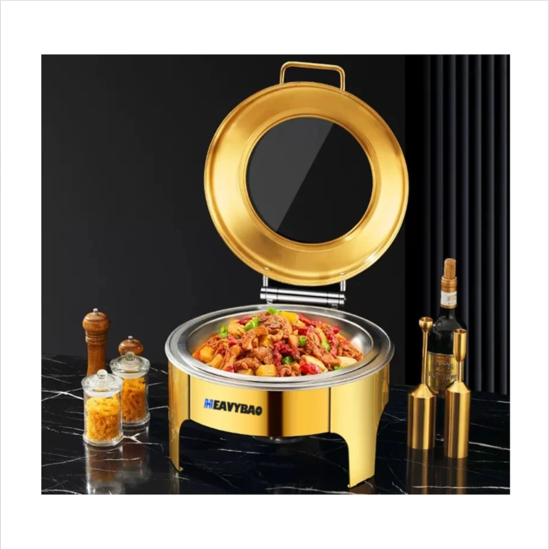 Commercial Catering Kitchenware Set Hot Pot Gold Chafer Dishes Food Buffet Display Warmer Hotel Restaurant Supplies