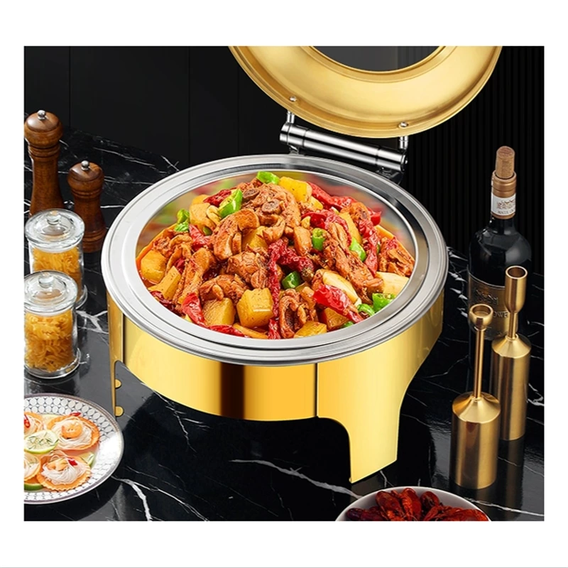 Commercial Catering Kitchenware Set Hot Pot Gold Chafer Dishes Food Buffet Display Warmer Hotel Restaurant Supplies