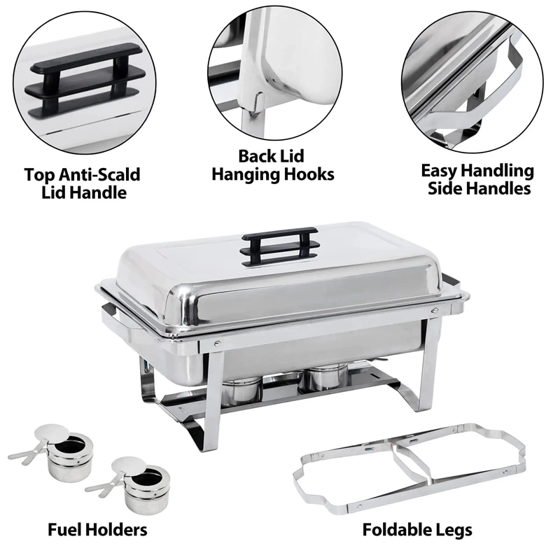 Heavybao Stainless Steel Buffet Food Warmer Set New Condition Foldable Chafing Dishes For Catering Restaurant Hotel