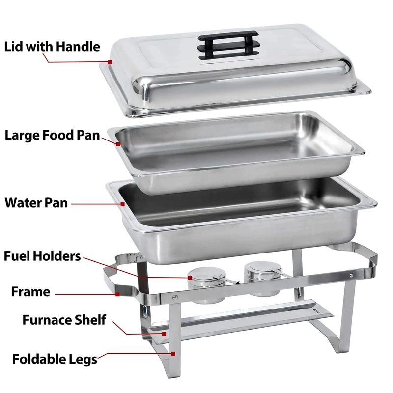 Heavybao Stainless Steel Buffet Food Warmer Set New Condition Foldable Chafing Dishes For Catering Restaurant Hotel