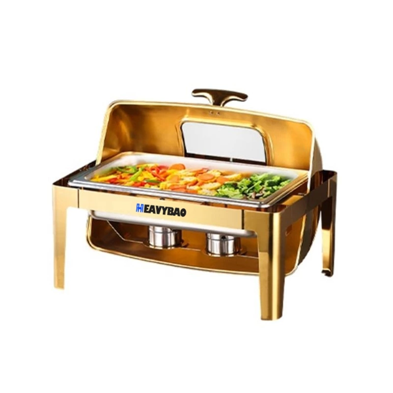 9 Liter Stainless Steel Gold Color Food Warmer New Condition Chaffing Dishes Buffet Catering Set For Restaurant Use