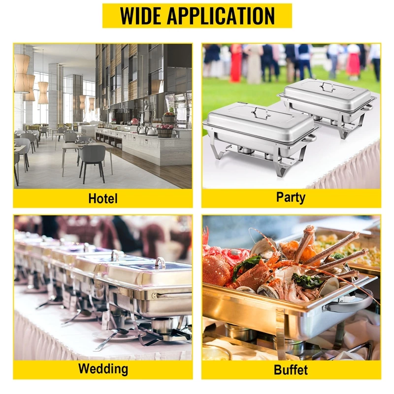 Luxury Stainless Steel Chafer Buffet Stove Gold Food Warmer Hot Food Chaffing Dish Catering Serving Kitchen Machines