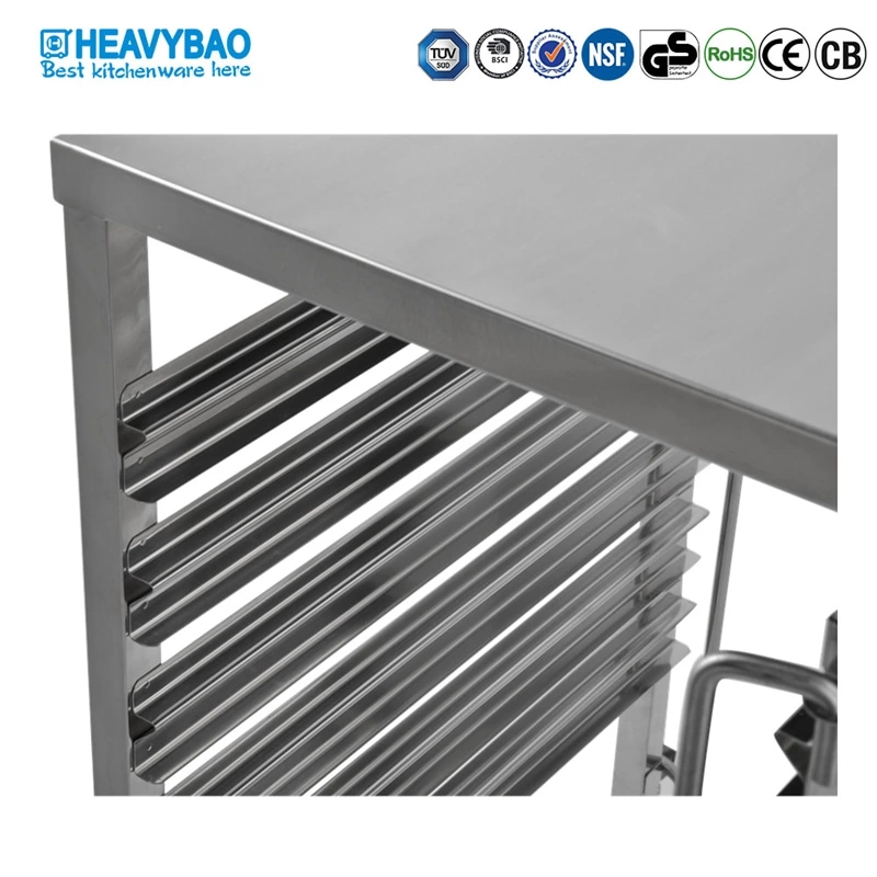 Heavybao Hotel Restaurant Kitchen Assembling Stainless Steel Rack Gn Pan Cart With Worktable