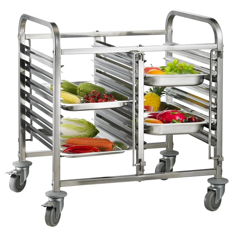 Stainless Steel Bakery Hotel Rack Cart Knocked-Down Design for Efficient Food Transport in Bread Shops Kitchen Machines