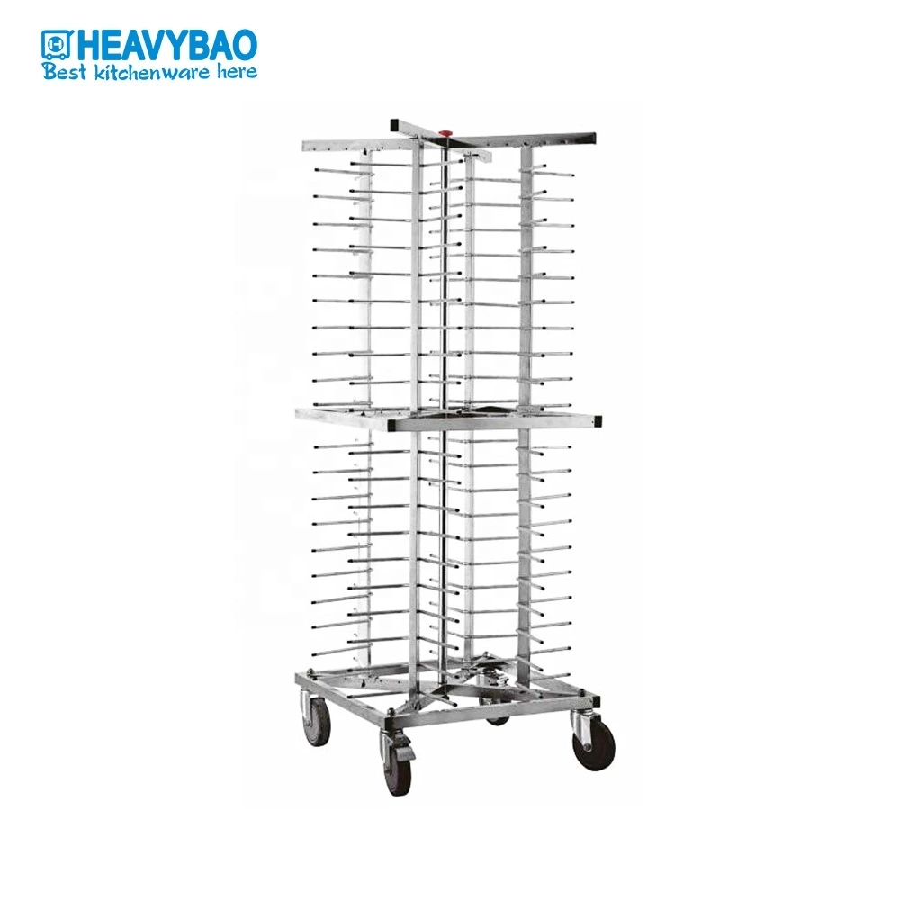 Heavybao Stainless Steel Mobile Plate Rack Trolley Cart Dish Plate Storage for 80 Pcs Kitchen Machine Tool