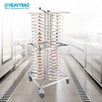 Heavybao Stainless Steel Mobile Plate Rack Trolley Cart Dish Plate Storage for 80 Pcs Kitchen Machine Tool