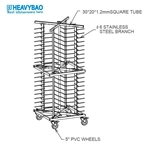 Heavybao Stainless Steel Mobile Plate Rack Trolley Cart Dish Plate Storage for 80 Pcs Kitchen Machine Tool