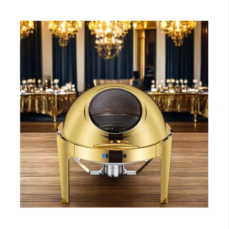 Gold Display Restaurant Hotel Food Warmer Roll Top Design Chafing Dish Set For Buffet Catering Chefing Condition New