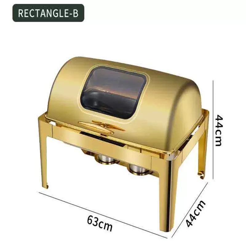 Gold Display Restaurant Hotel Food Warmer Roll Top Design Chafing Dish Set For Buffet Catering Chefing Condition New