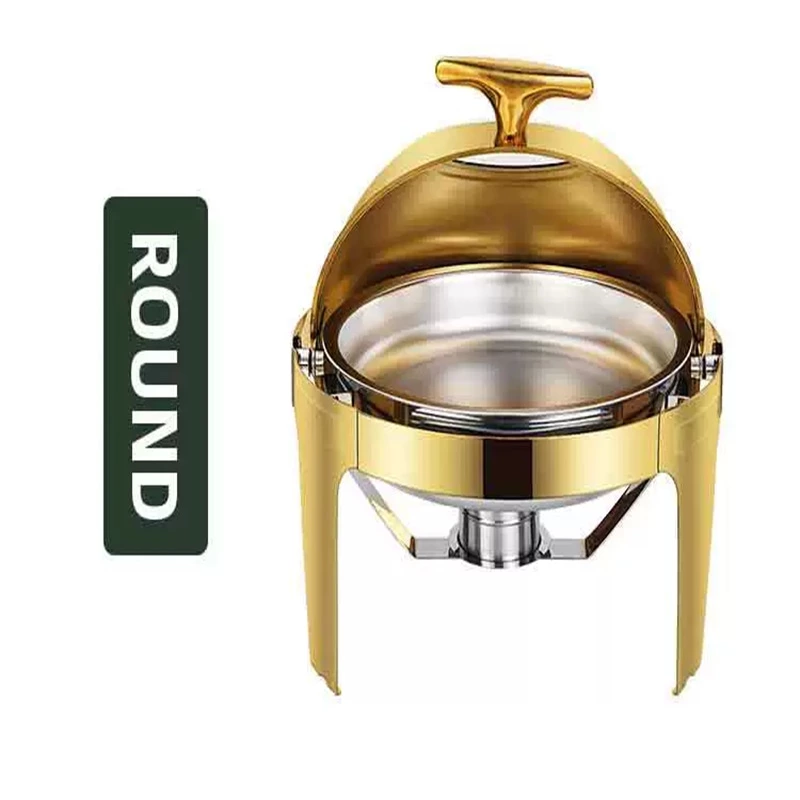 Gold Display Restaurant Hotel Food Warmer Roll Top Design Chafing Dish Set For Buffet Catering Chefing Condition New