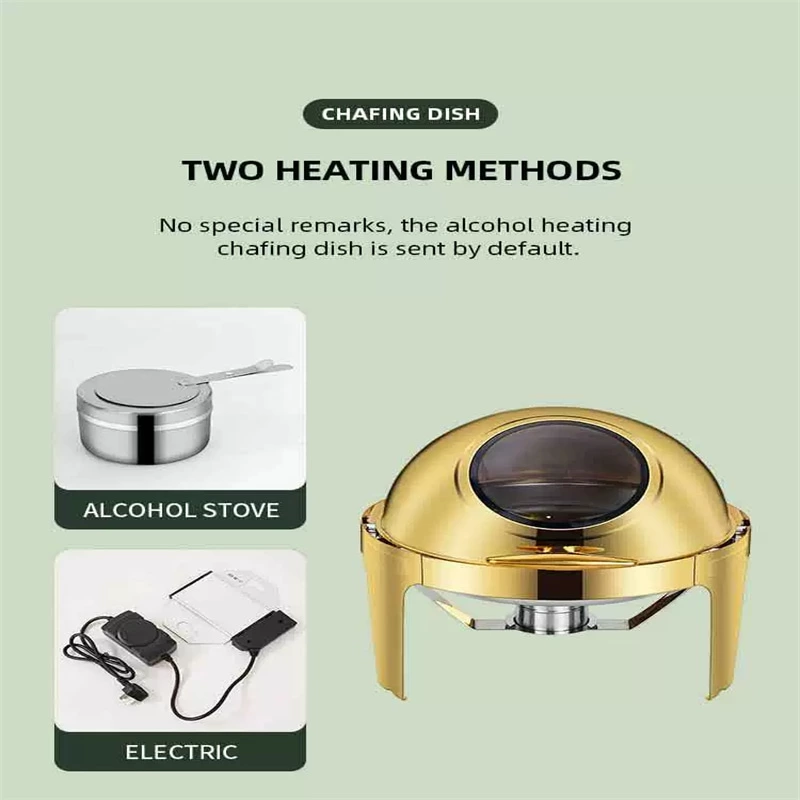 Gold Food Warmer Heavy Duty Chafing Dish With Diamond Cover Lid Holder For Hotel & Restaurant Supplies Kitchen Machines