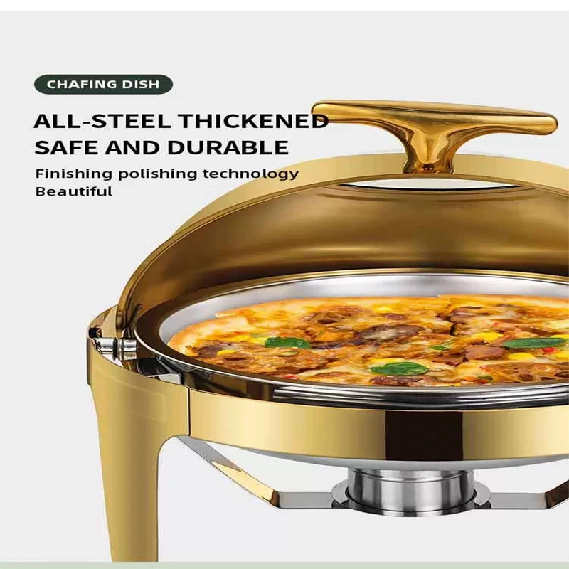 Gold Food Warmer Heavy Duty Chafing Dish With Diamond Cover Lid Holder For Hotel & Restaurant Supplies Kitchen Machines