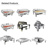 High Quality Used Food Commercial Stainless Steel Hot Pot Sets Food Warmers Kitchenware Square Glass Lid Chafing Dish