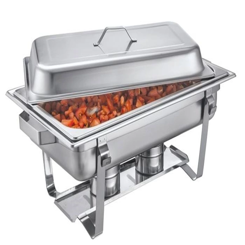 High Quality Used Food Commercial Stainless Steel Hot Pot Sets Food Warmers Kitchenware Square Glass Lid Chafing Dish