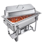 High Quality Used Food Commercial Stainless Steel Hot Pot Sets Food Warmers Kitchenware Square Glass Lid Chafing Dish