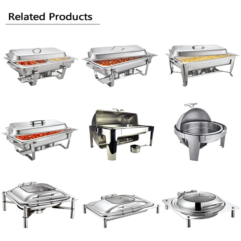 Used Food High Quality Stainless Steel Comercial Food Warmer Display Food Oblong Roll Top Chafer Without Show Window