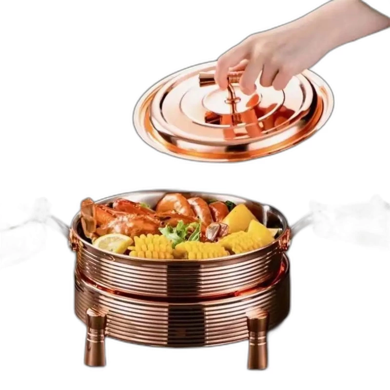 Heavybao Round Stainless Steel Chafing Dish Buffet Equipment Hot Pot Alcohol Stove Food Warmer For Hotel Restaurant Catering