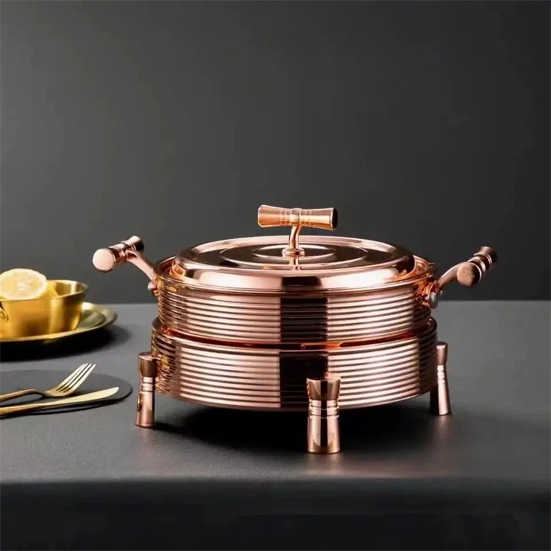 Heavybao Round Stainless Steel Chafing Dish Buffet Equipment Hot Pot Alcohol Stove Food Warmer For Hotel Restaurant Catering