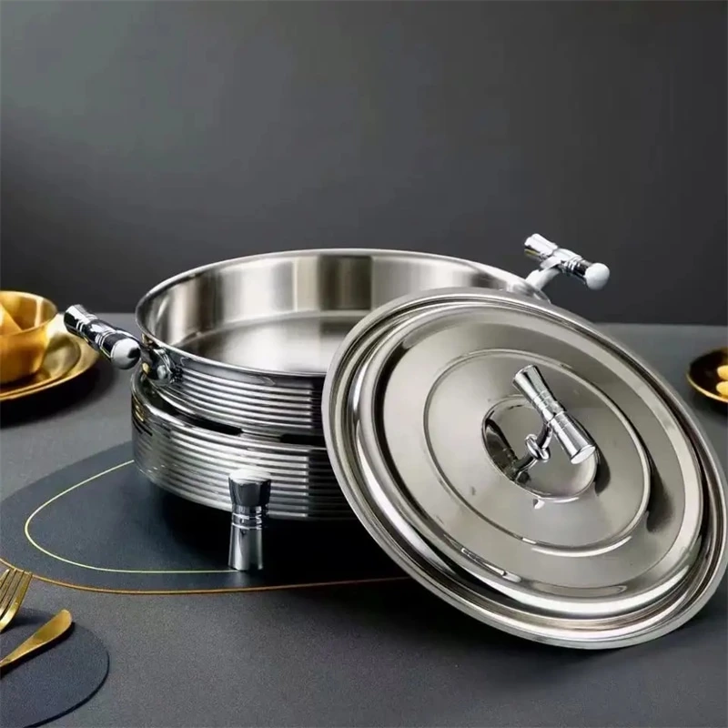 Heavybao Round Stainless Steel Chafing Dish Buffet Equipment Hot Pot Alcohol Stove Food Warmer For Hotel Restaurant Catering