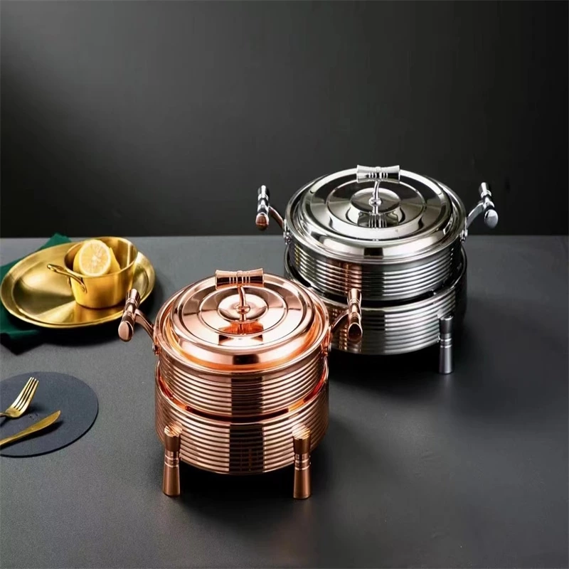 Heavybao Round Stainless Steel Chafing Dish Buffet Equipment Hot Pot Alcohol Stove Food Warmer For Hotel Restaurant Catering