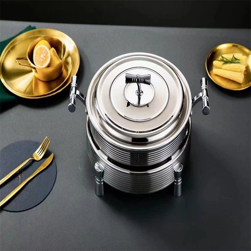 Heavybao Round Stainless Steel Chafing Dish Buffet Equipment Hot Pot Alcohol Stove Food Warmer For Hotel Restaurant Catering