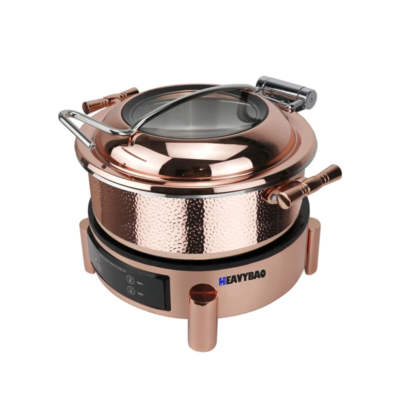 Hydraulic Lid Copper Luxury Buffet Stove Electric Chaffing Dishes Food Warmer For Restaurant Silver Gold Chafing Dishes