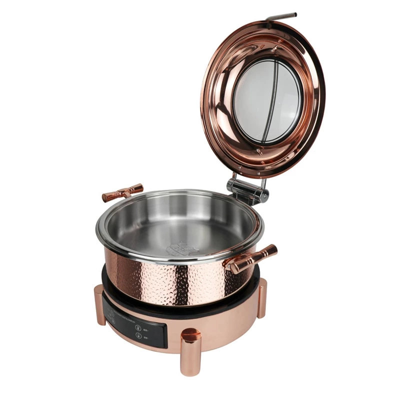 Hydraulic Lid Copper Luxury Buffet Stove Electric Chaffing Dishes Food Warmer For Restaurant Silver Gold Chafing Dishes