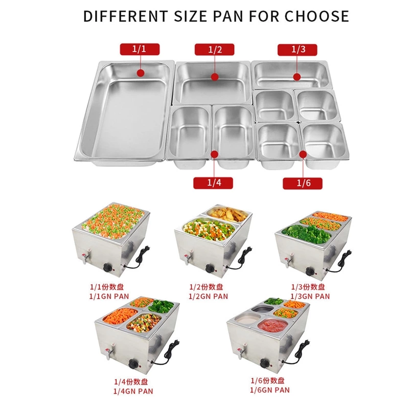 Commercial Table Countertop Square Electric Stainless Steel Restaurant Appliance Food Warmer Bain Marie