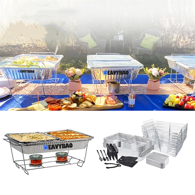 Hotel Restaurant Catering Serving Dishes Display Racks Buffet Food Warmer Set Chafing Rack with Aluminum Pan Spoon