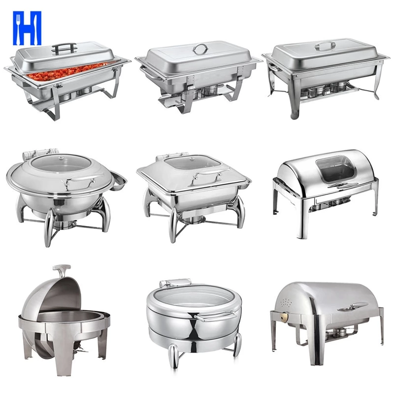 Hotel Restaurant Catering Serving Dishes Display Racks Buffet Food Warmer Set Chafing Rack with Aluminum Pan Spoon