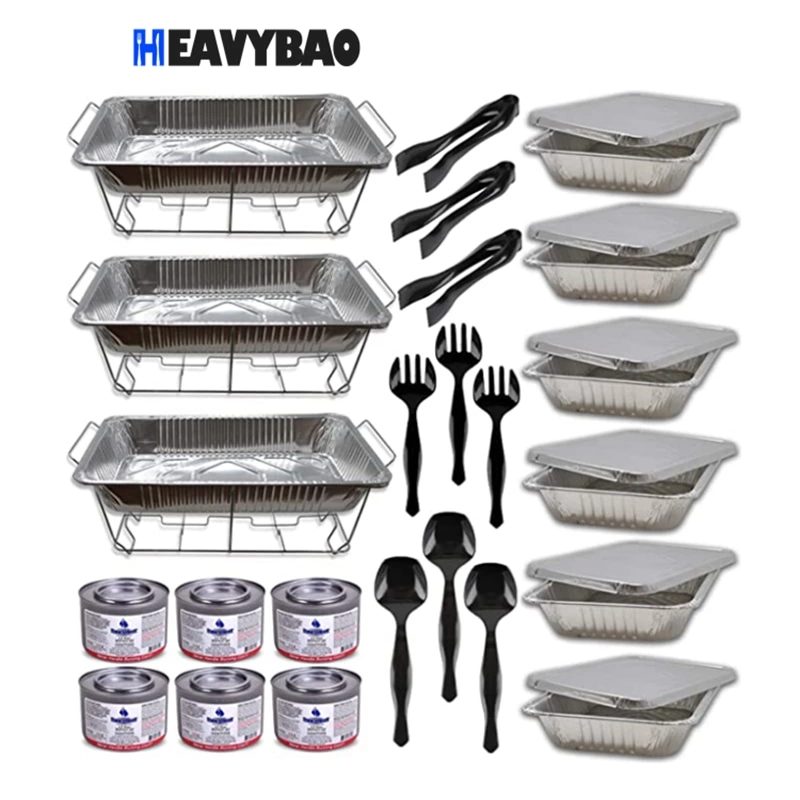 Hotel Restaurant Catering Serving Dishes Display Racks Buffet Food Warmer Set Chafing Rack with Aluminum Pan Spoon