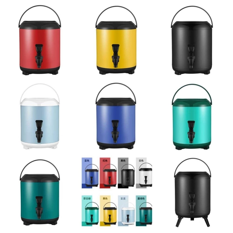 Juice Drink Hot Cold Bucket Double Wall Milk Tea Bucket Stainless Steel 6L/12L Insulation Milk Tea Barrel