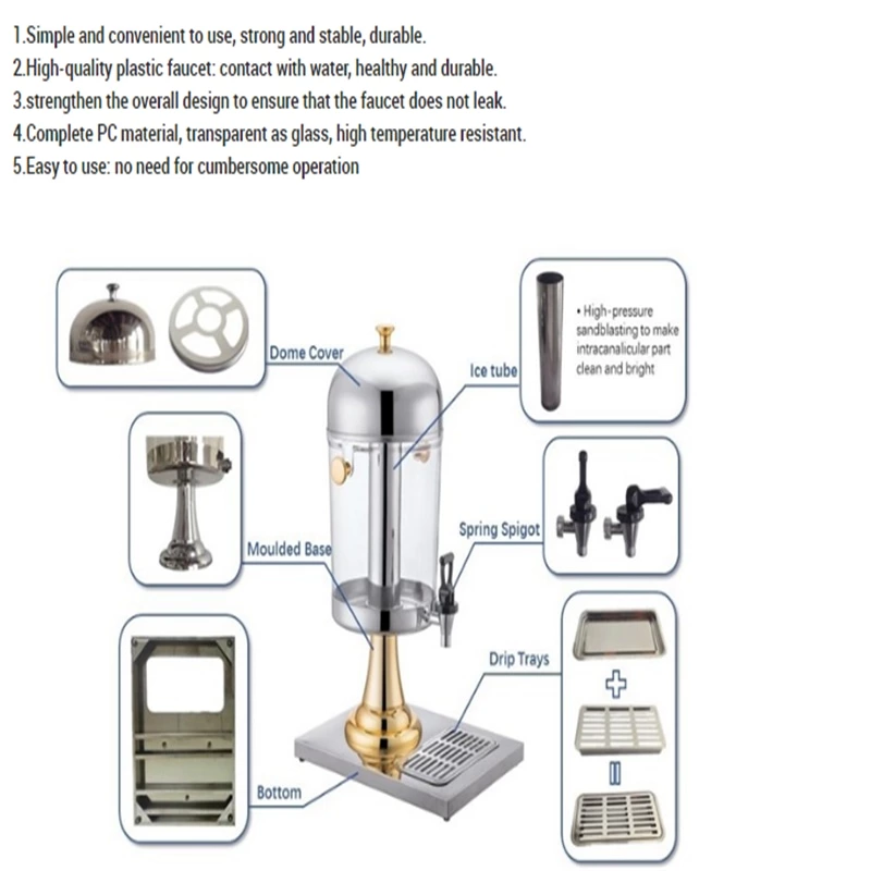 New Restaurant Bar Equipment Drinks And Juice Dispenser With Tap For Hotels And Catering Buffet Beverage Dispenser