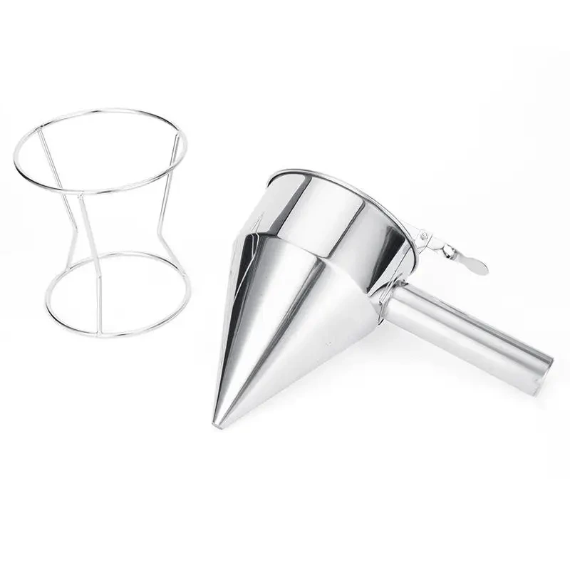 Stainless Steel Commercial Grade Cake Decorating Tool Confectionery Funnel With Stand and Three Nozzles