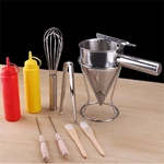 Stainless Steel Commercial Grade Cake Decorating Tool Confectionery Funnel With Stand and Three Nozzles