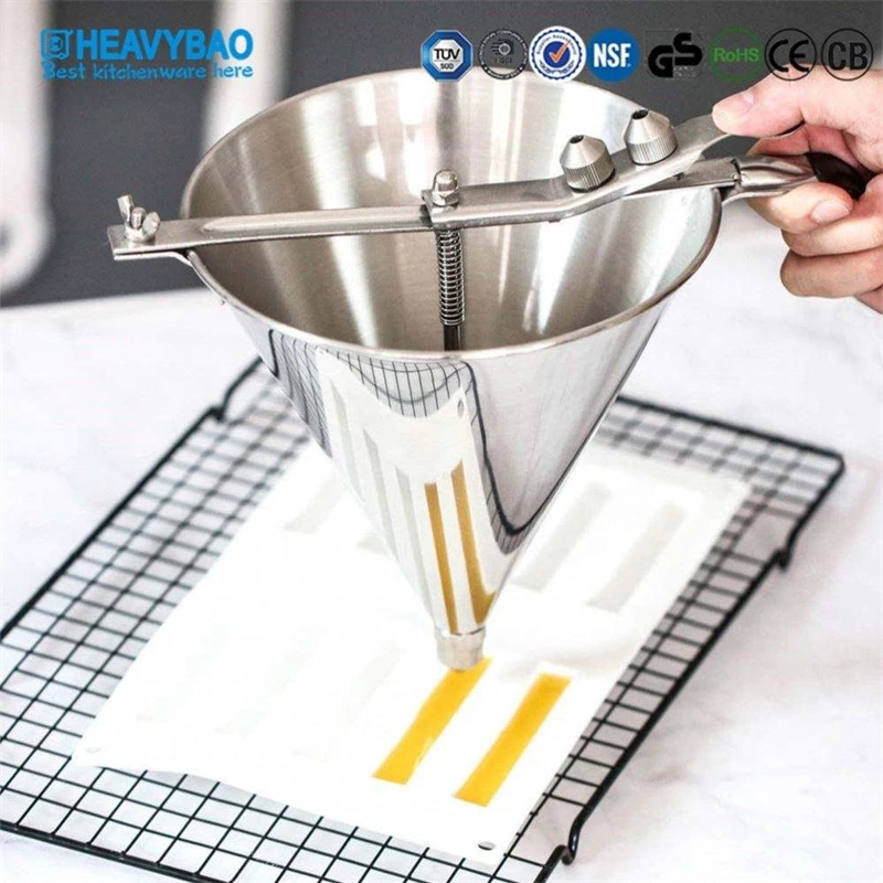 Kitchen Cookware Tools Backing Stainless Steel Tripod Rack Funnel with Handle