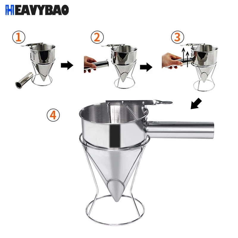 Detachable Stainless Steel Manuel Batter Dispenser Detachable Cupcake Kitchen Utensils Gadget Takoyaki Dispenser Funnel