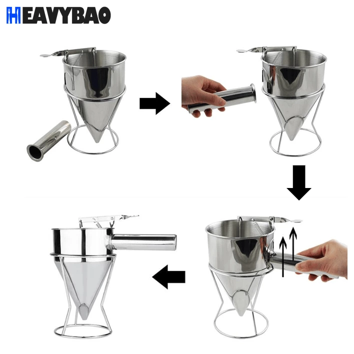 Detachable Stainless Steel Manuel Batter Dispenser Detachable Cupcake Kitchen Utensils Gadget Takoyaki Dispenser Funnel